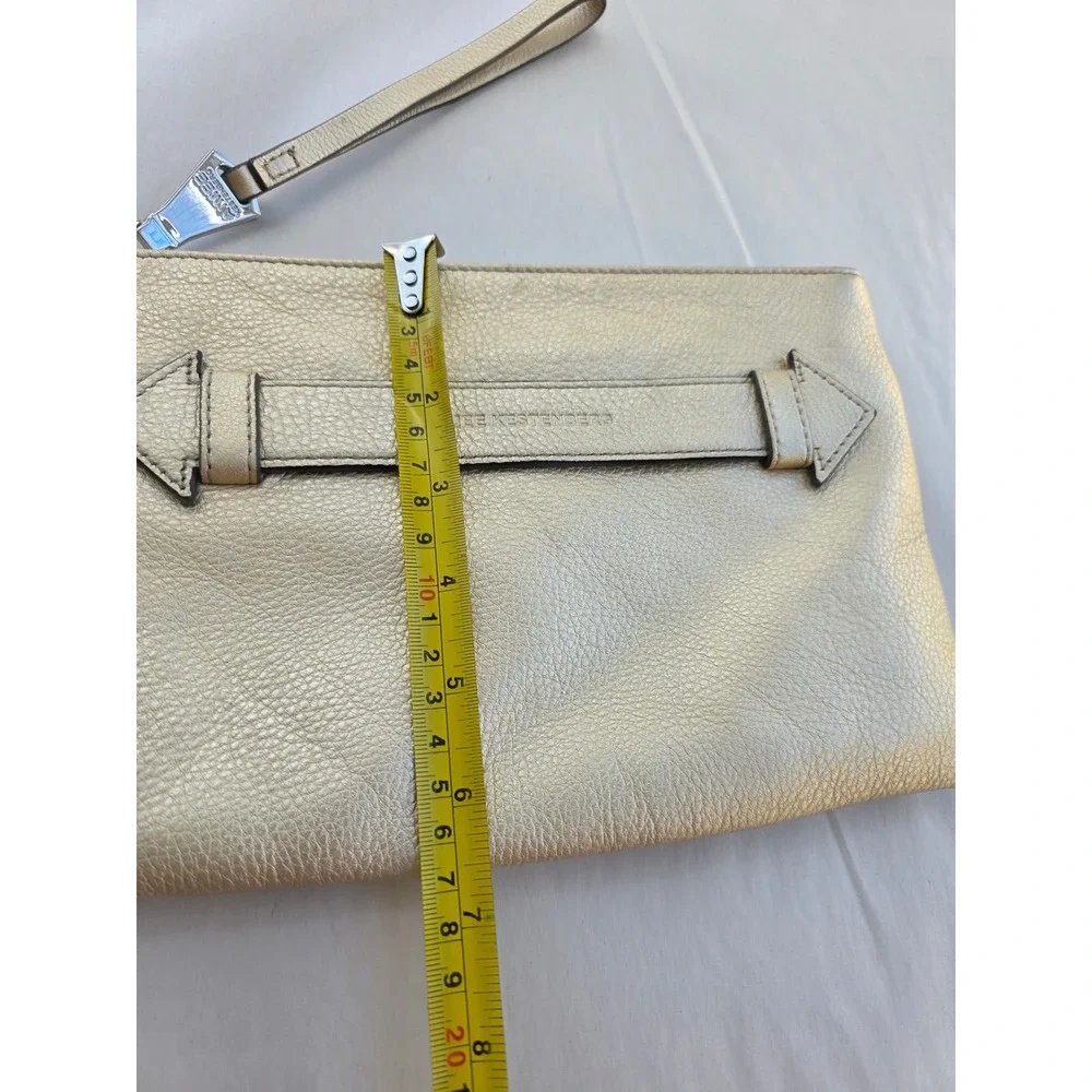 Aimee Kestenberg Metallic Gold Leather Wristlet Clutch Bag Hand Strap Pouch
